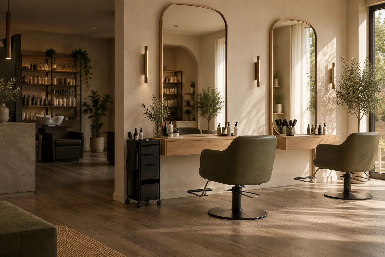 Interior conceptual de peluquería.