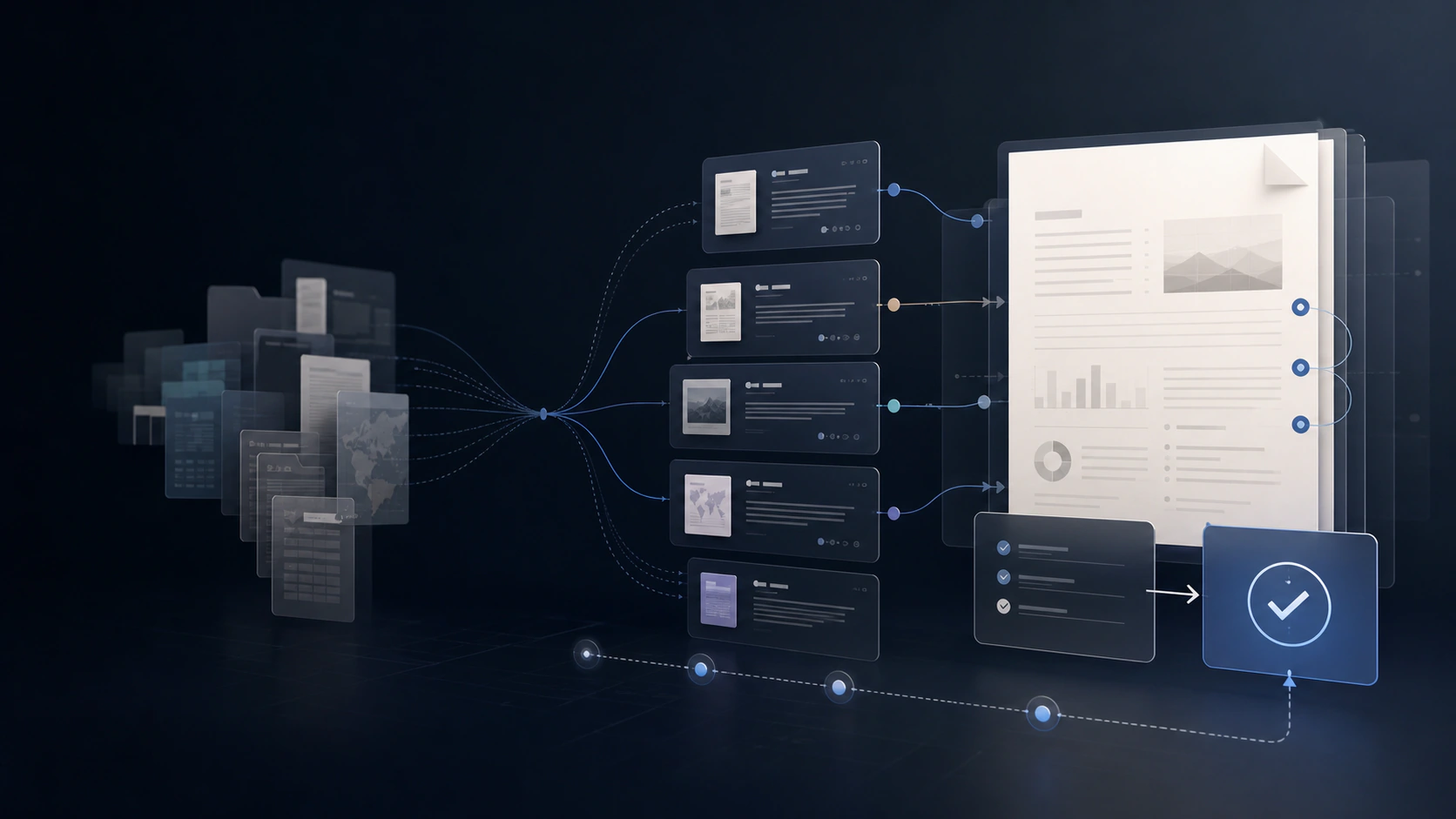 Flujo visual de investigación y verificación de fuentes